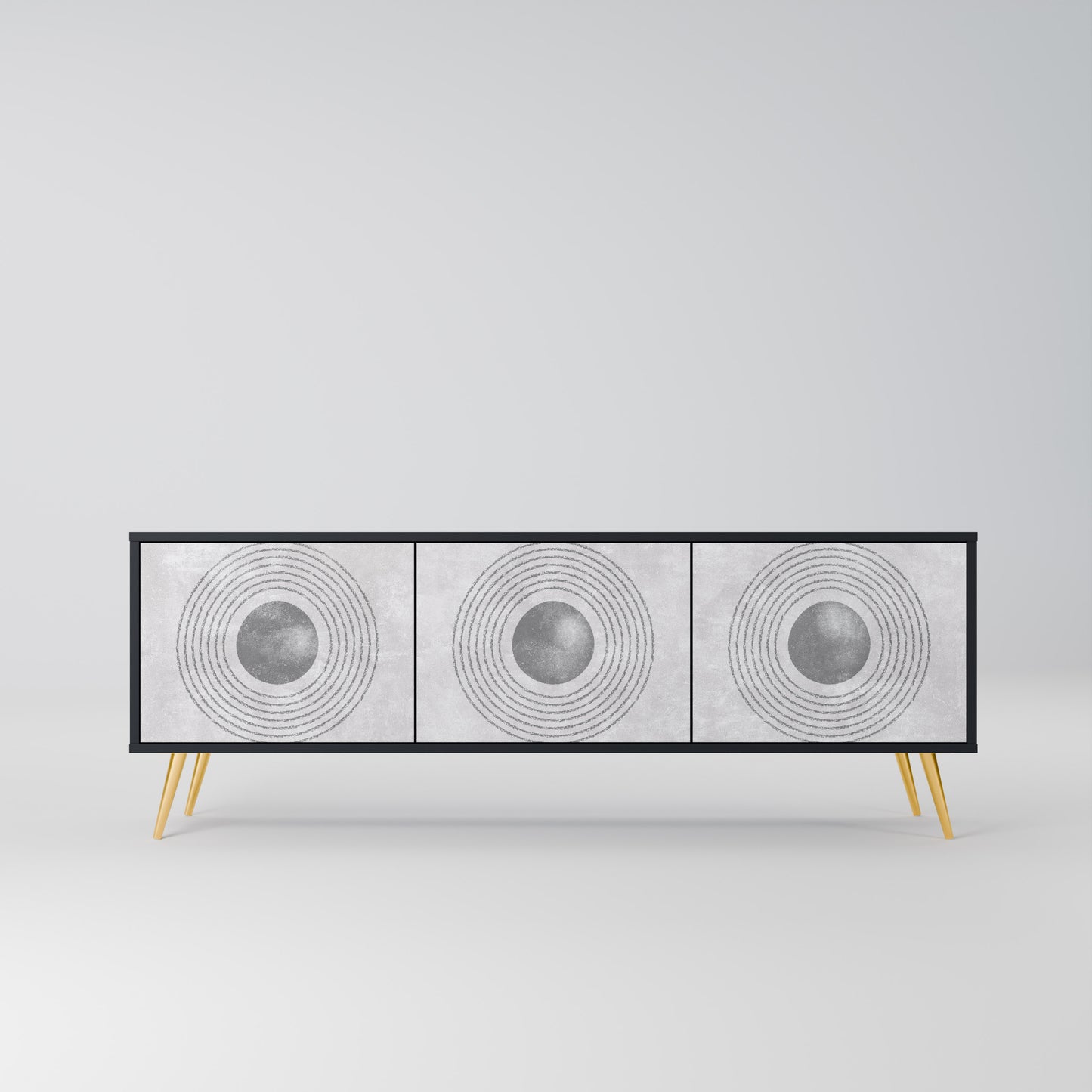 SOLID CIRCLES 3-dörrars TV-bänk i svart finish