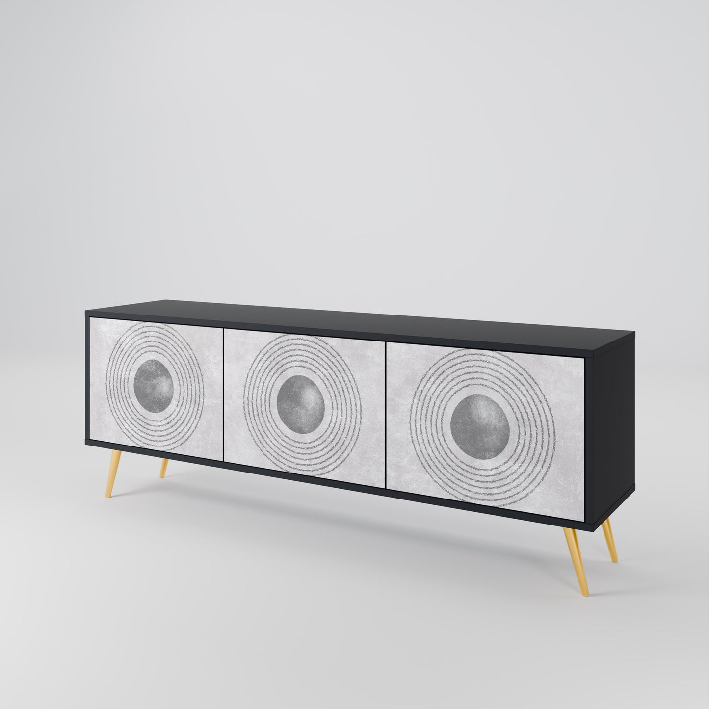 SOLID CIRCLES 3-dörrars TV-bänk i svart finish