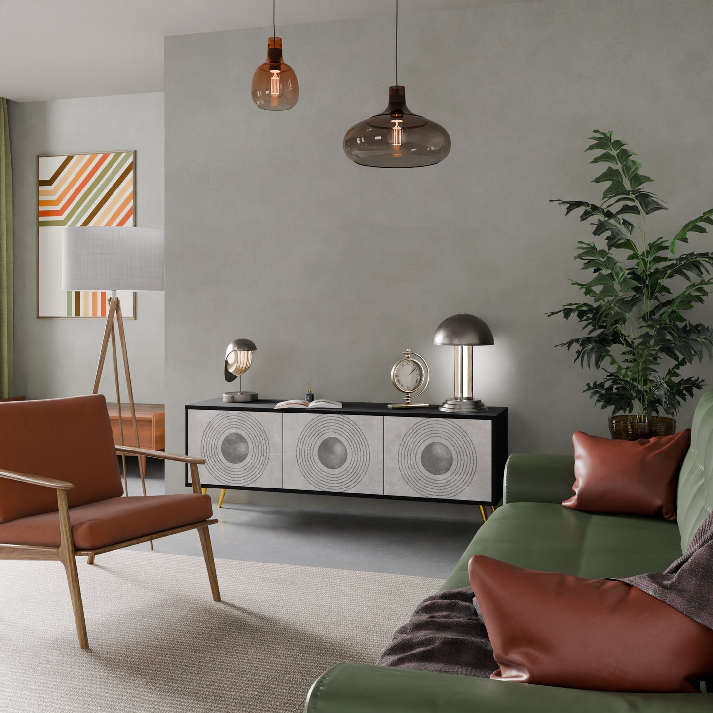 SOLID CIRCLES 3-dörrars TV-bänk i svart finish