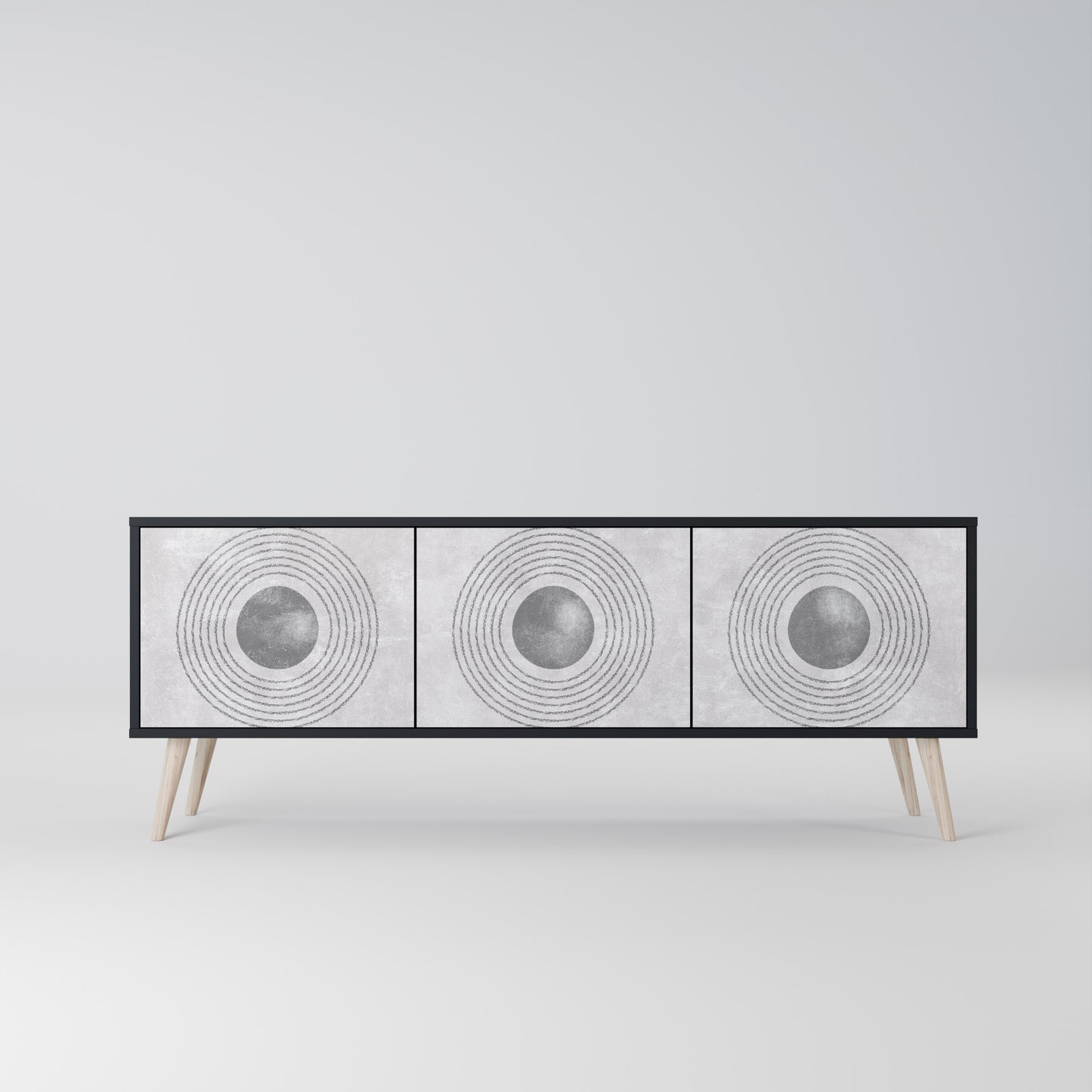 SOLID CIRCLES 3-dörrars TV-bänk i svart finish