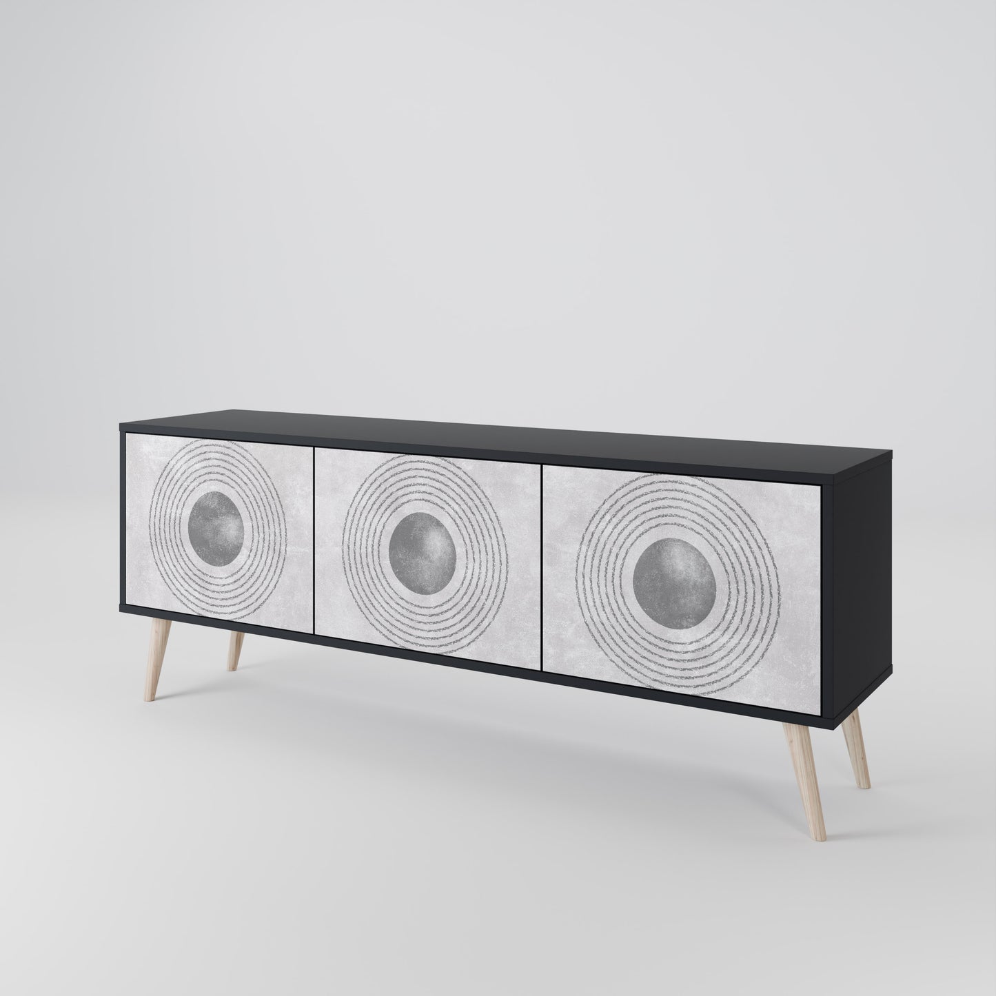 SOLID CIRCLES 3-dörrars TV-bänk i svart finish