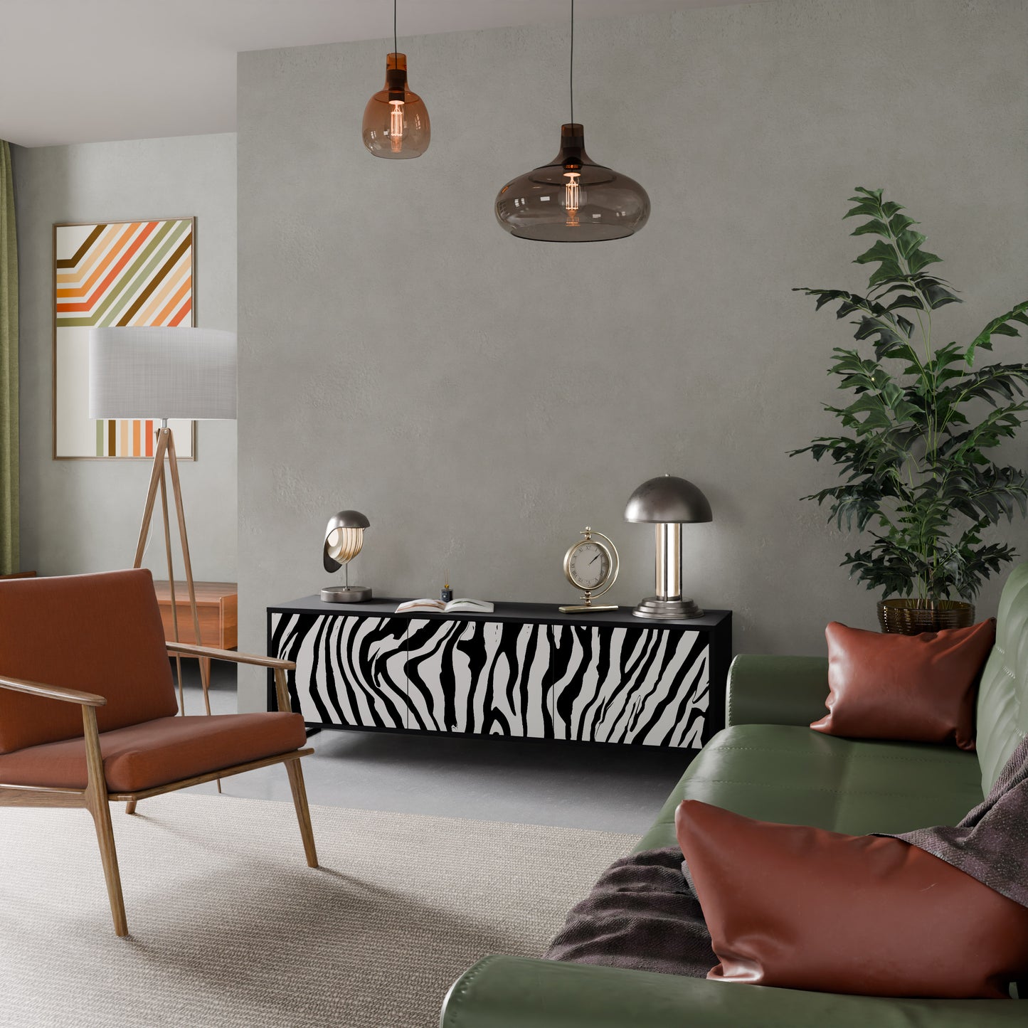 SPLENDID ZEBRA 3-dörrars TV-bänk i svart finish