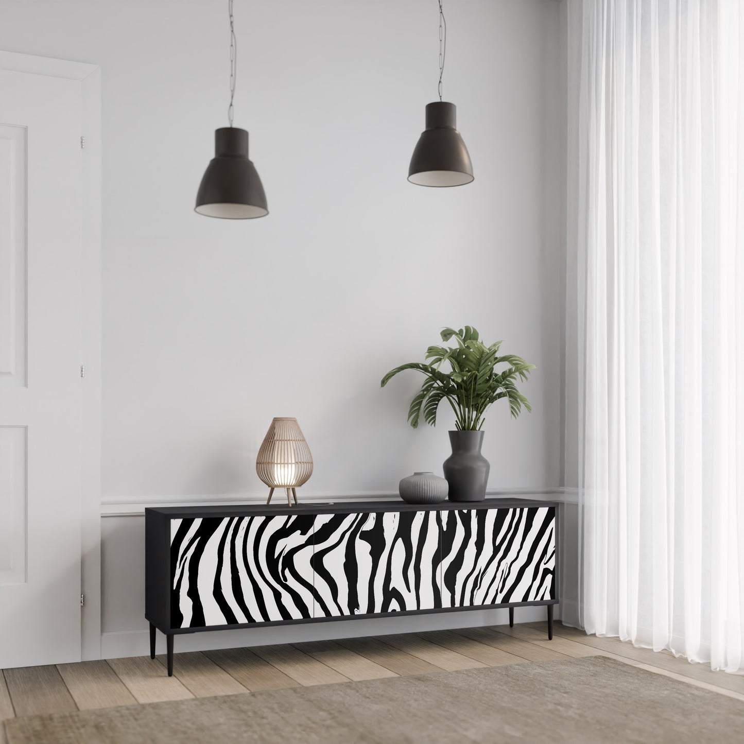SPLENDID ZEBRA 3-dörrars TV-bänk i svart finish