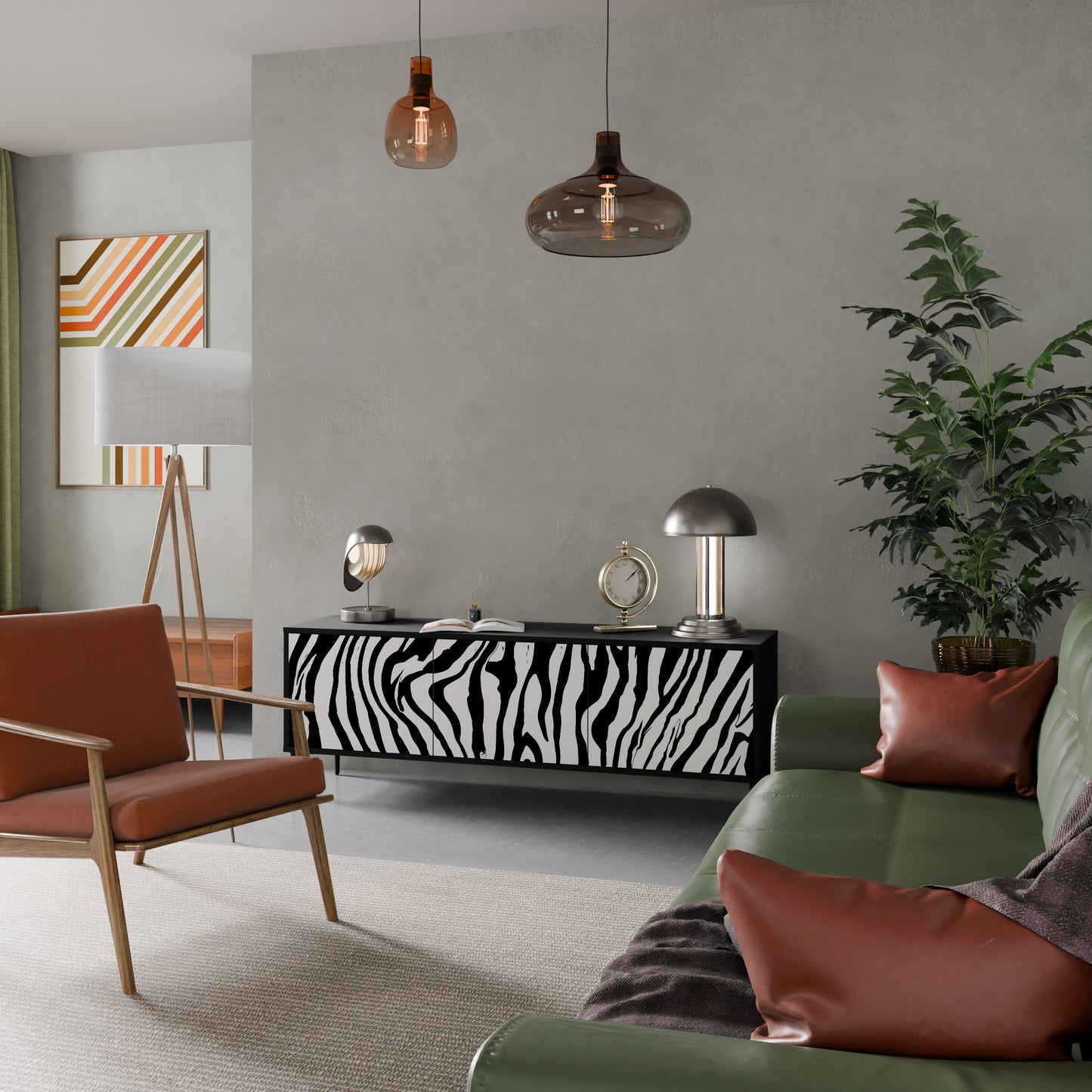 SPLENDID ZEBRA 3-dörrars TV-bänk i svart finish