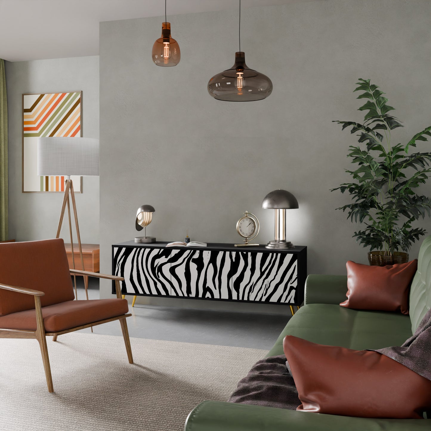 SPLENDID ZEBRA 3-dörrars TV-bänk i svart finish