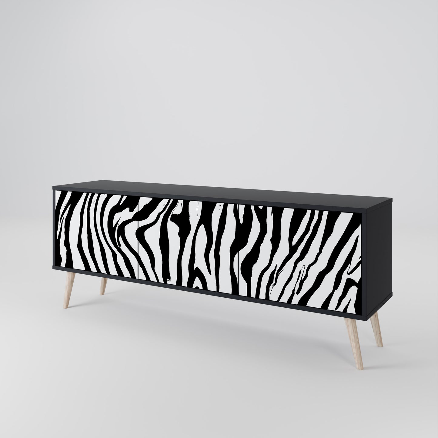 SPLENDID ZEBRA 3-dörrars TV-bänk i svart finish