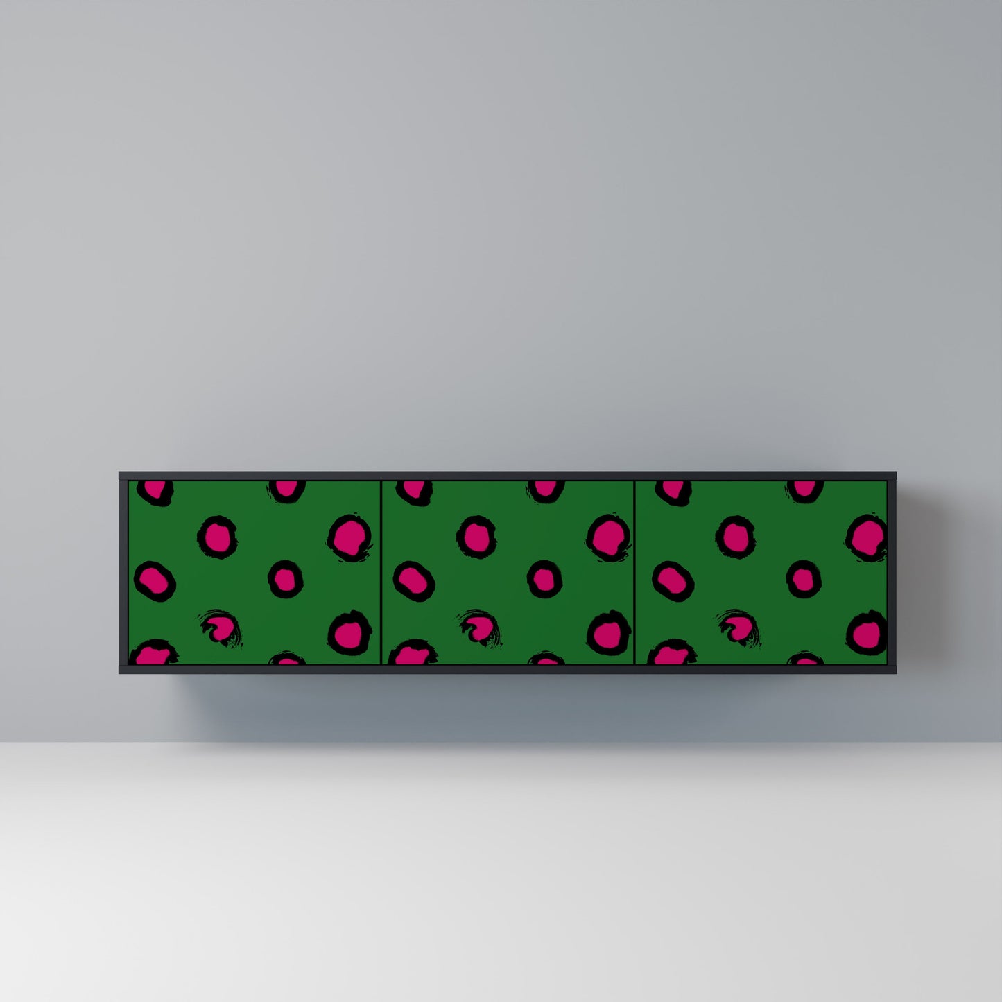 FUNKY SPOTS 3-dörrars TV-bänk i svart finish