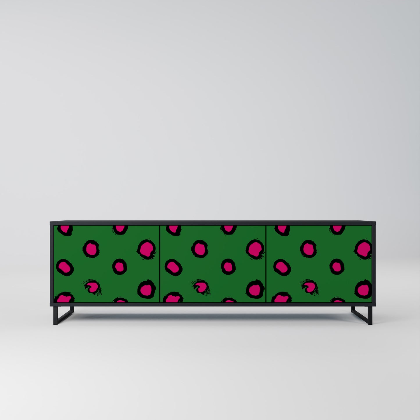 FUNKY SPOTS 3-dörrars TV-bänk i svart finish