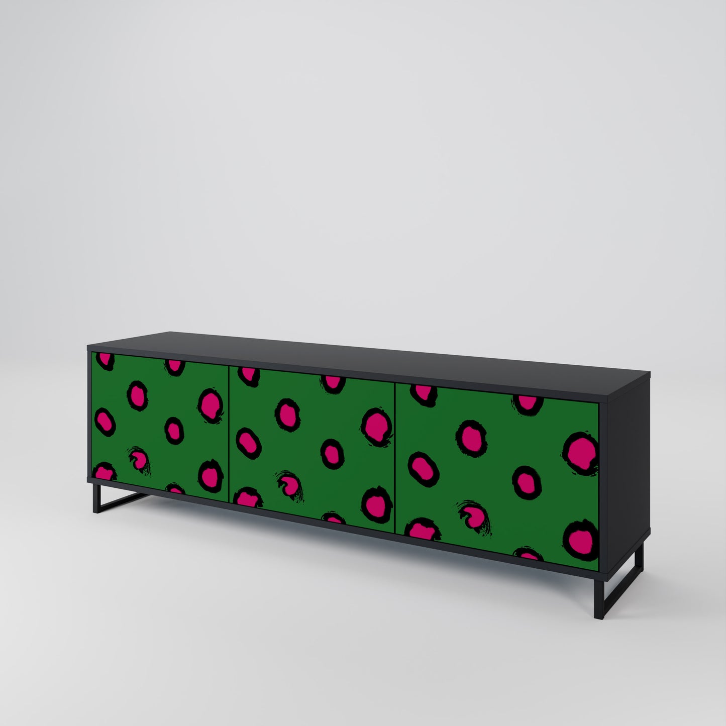 FUNKY SPOTS 3-dörrars TV-bänk i svart finish