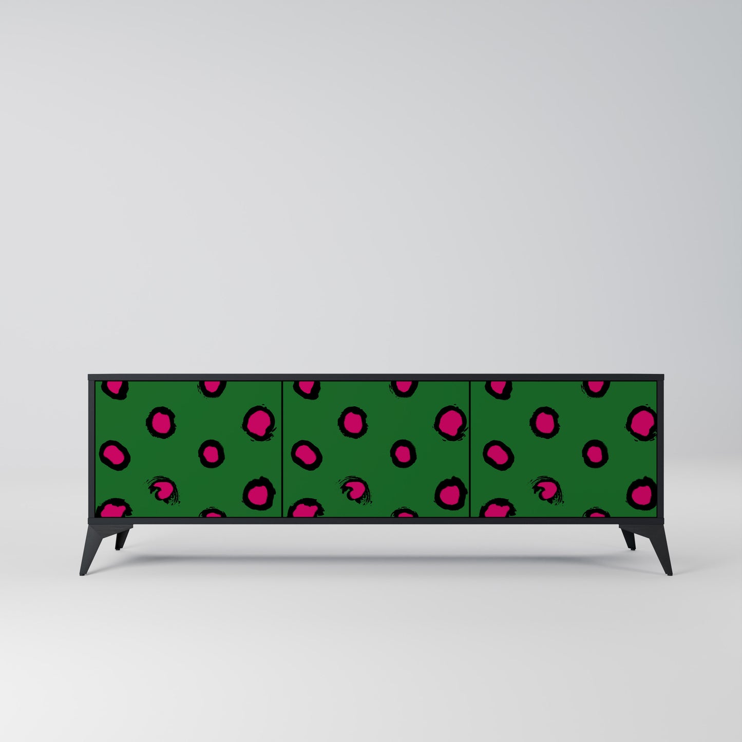 FUNKY SPOTS 3-dörrars TV-bänk i svart finish