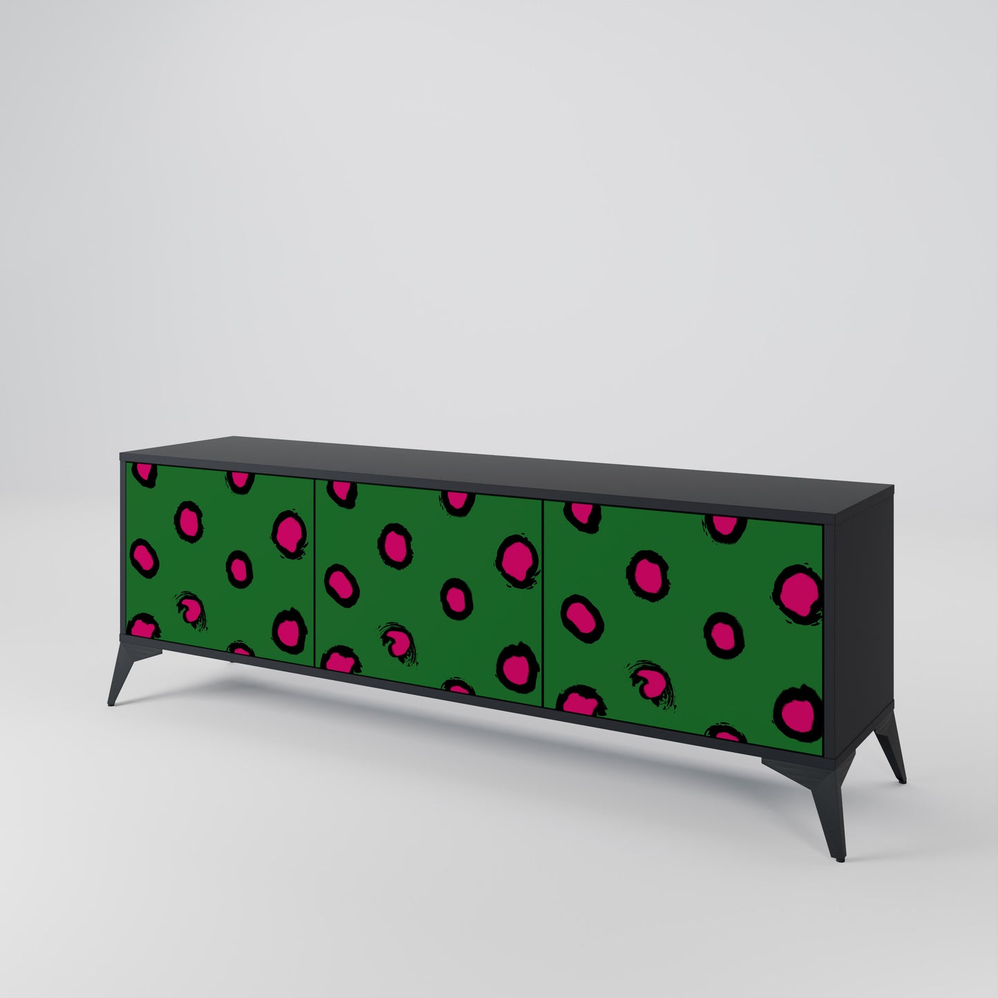 FUNKY SPOTS 3-dörrars TV-bänk i svart finish