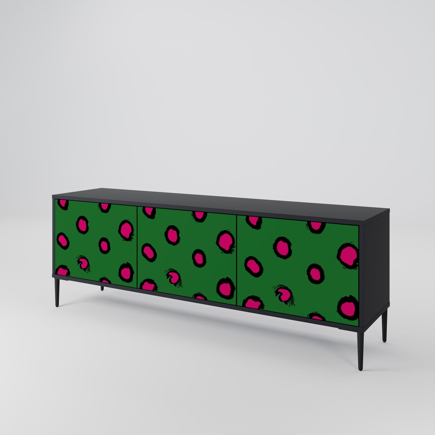 FUNKY SPOTS 3-dörrars TV-bänk i svart finish