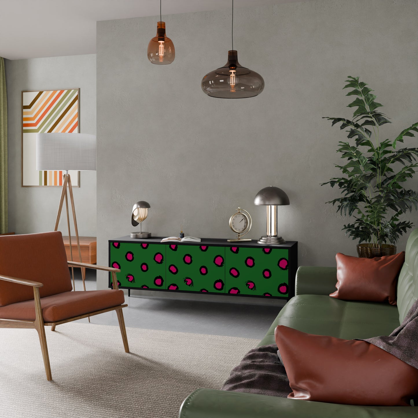 FUNKY SPOTS 3-dörrars TV-bänk i svart finish