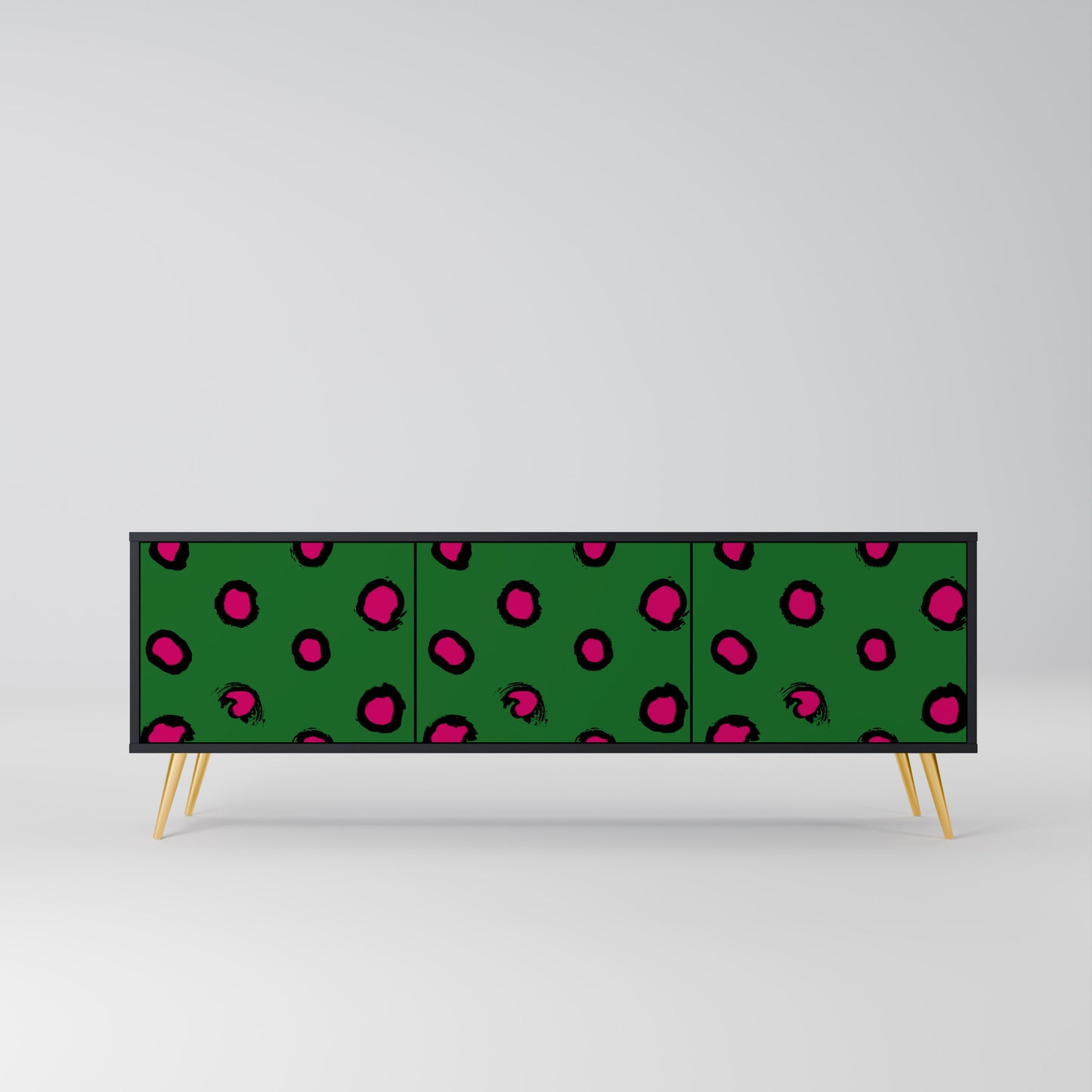 FUNKY SPOTS 3-dörrars TV-bänk i svart finish