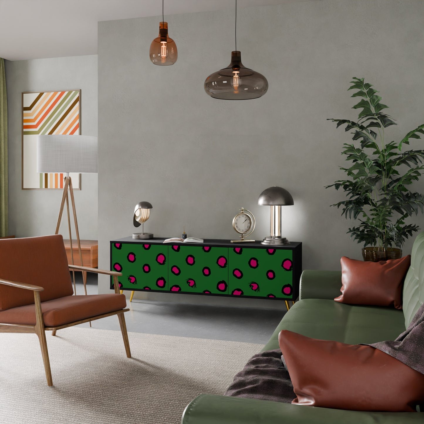 FUNKY SPOTS 3-dörrars TV-bänk i svart finish