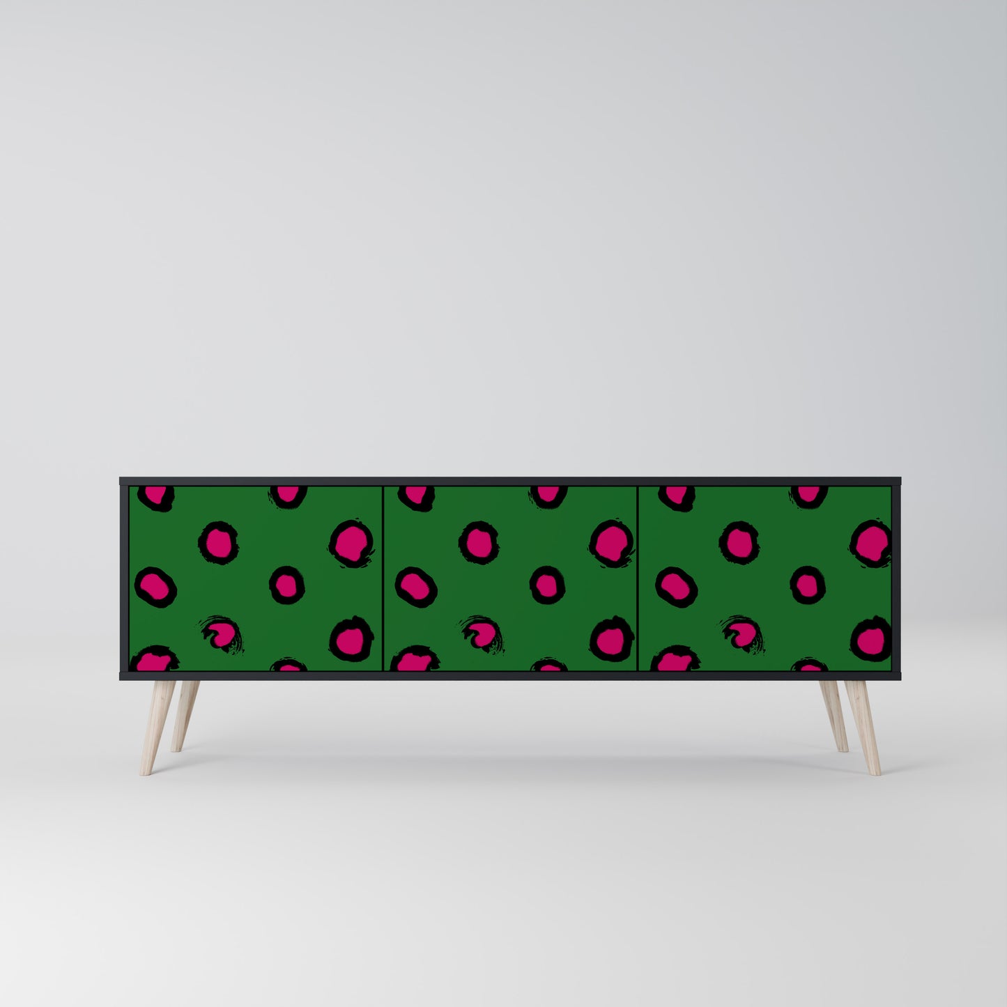 FUNKY SPOTS 3-dörrars TV-bänk i svart finish