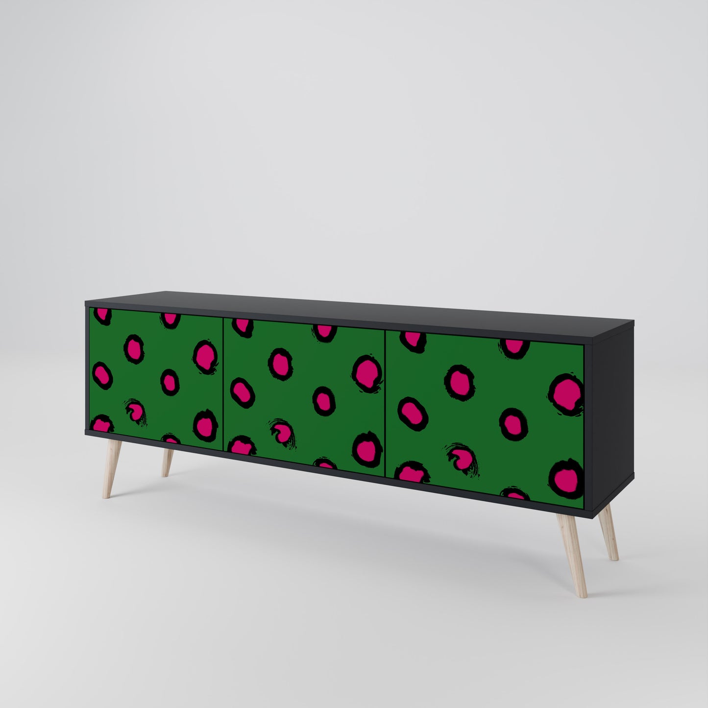 FUNKY SPOTS 3-dörrars TV-bänk i svart finish