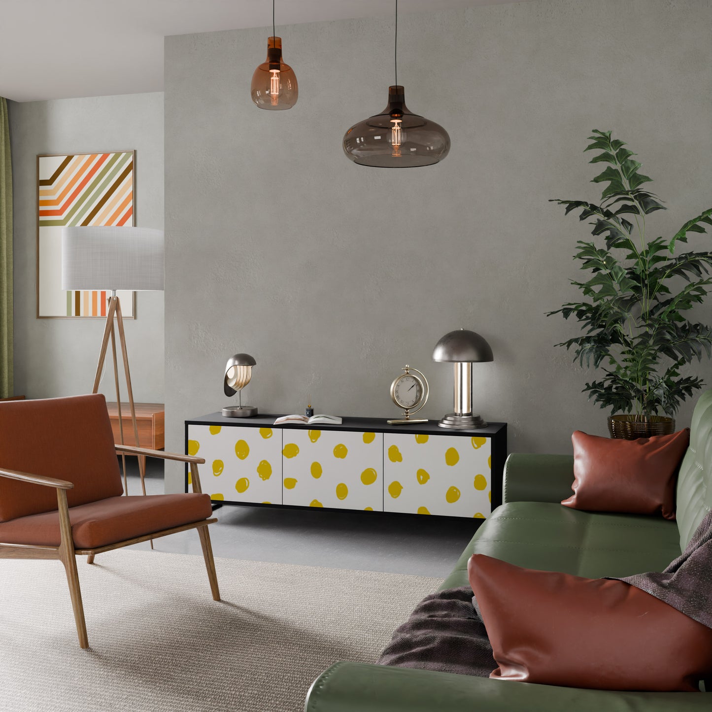 RADIANT REVERIE 3-dörrars TV-bänk i svart finish