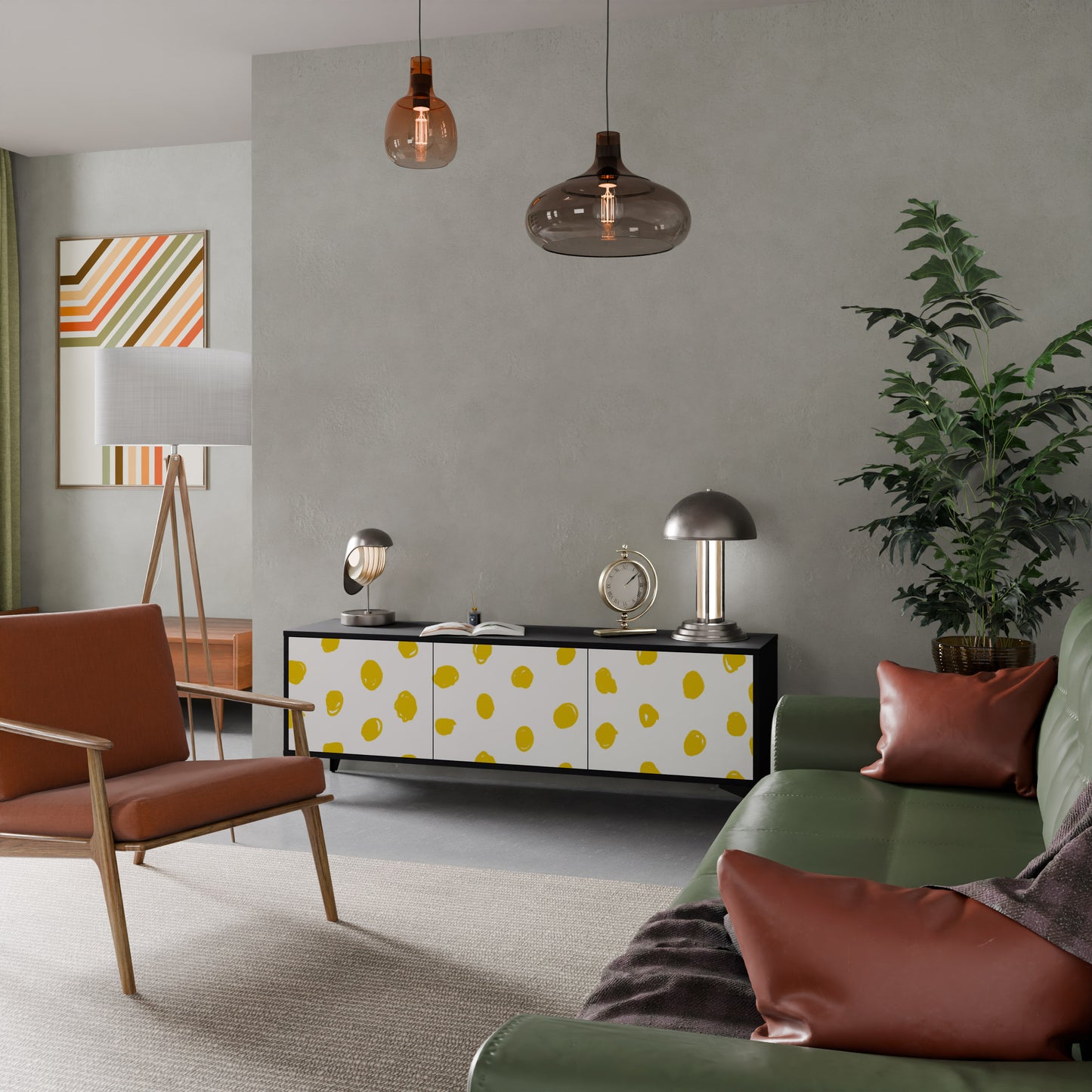 RADIANT REVERIE 3-dörrars TV-bänk i svart finish