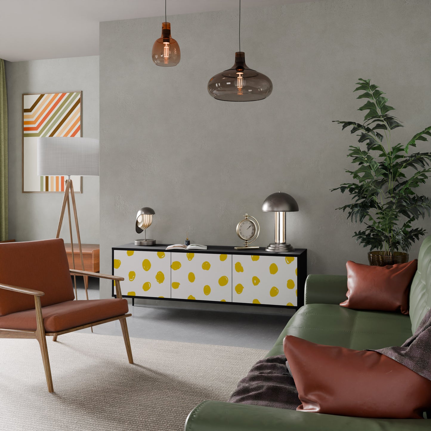 RADIANT REVERIE 3-dörrars TV-bänk i svart finish