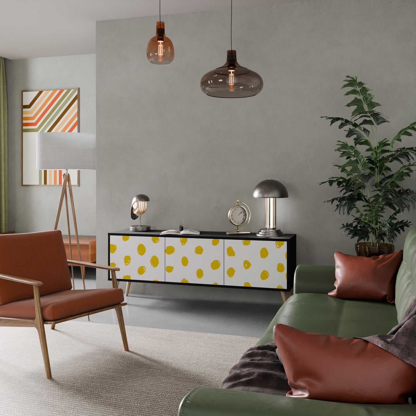 RADIANT REVERIE 3-dörrars TV-bänk i svart finish
