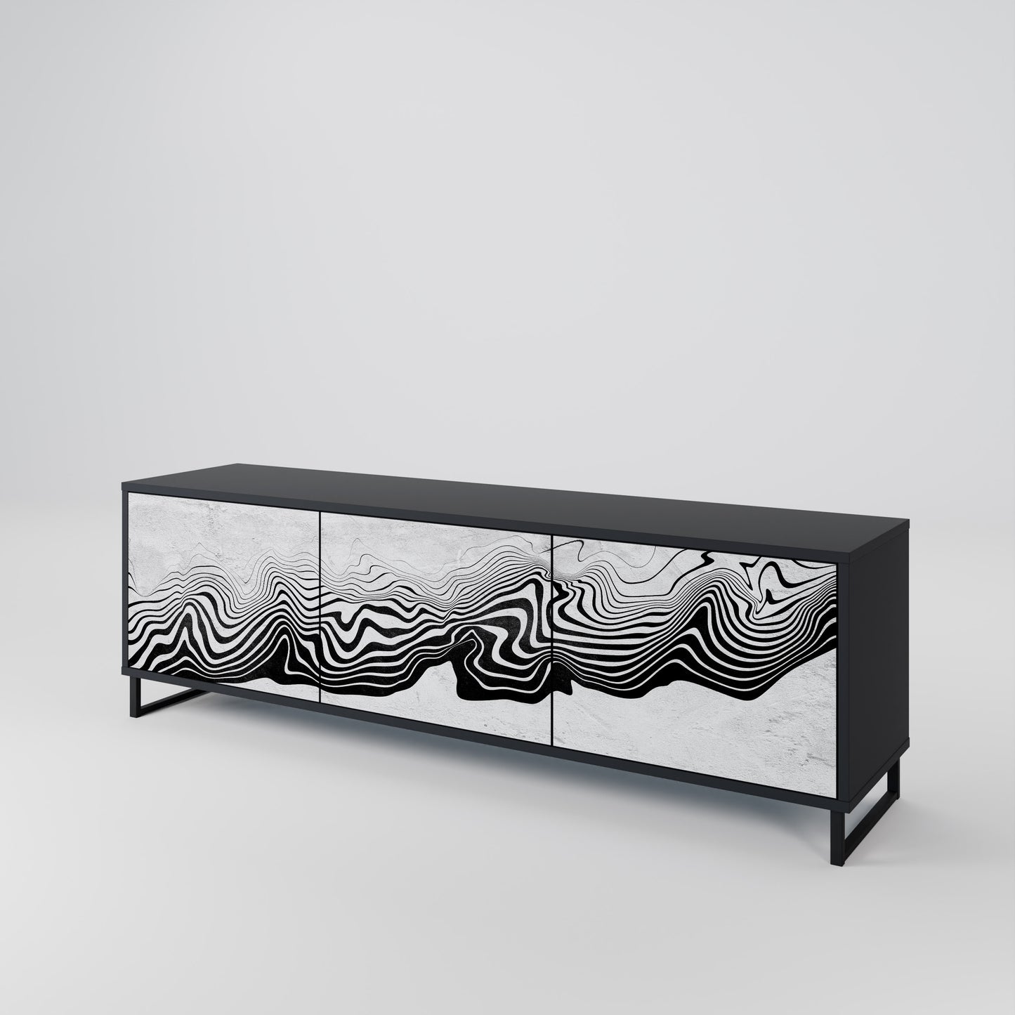 MONOKROM MIRAGE 3-dörrars TV-bänk i svart finish