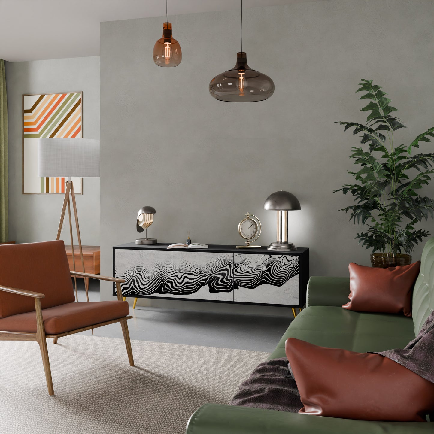 MONOKROM MIRAGE 3-dörrars TV-bänk i svart finish