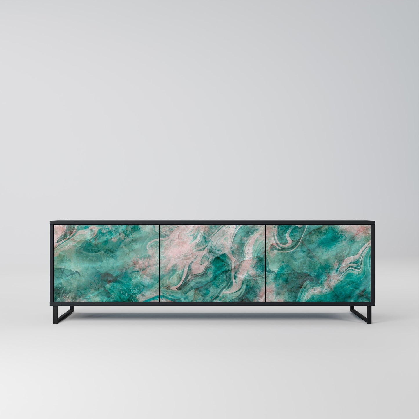 ABSTRACT ALCHEMY 3-Door TV Stand in Black Finish