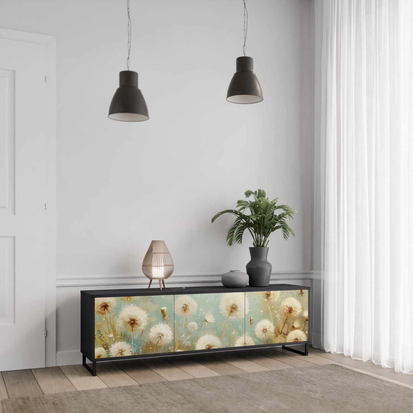 DREAMY MEADOW 3-dörrars TV-bänk i svart finish