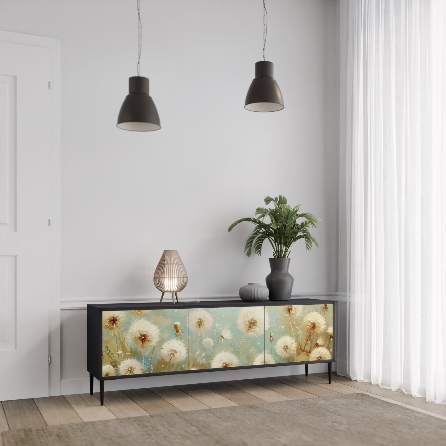 DREAMY MEADOW 3-dörrars TV-bänk i svart finish