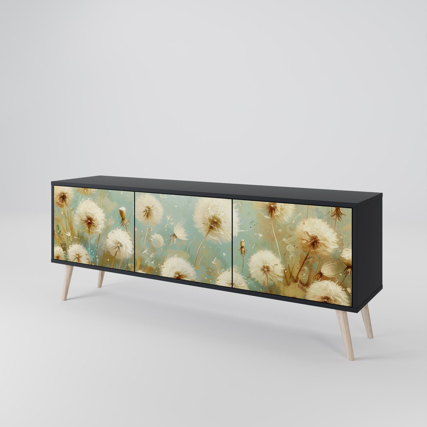 DREAMY MEADOW 3-dörrars TV-bänk i svart finish