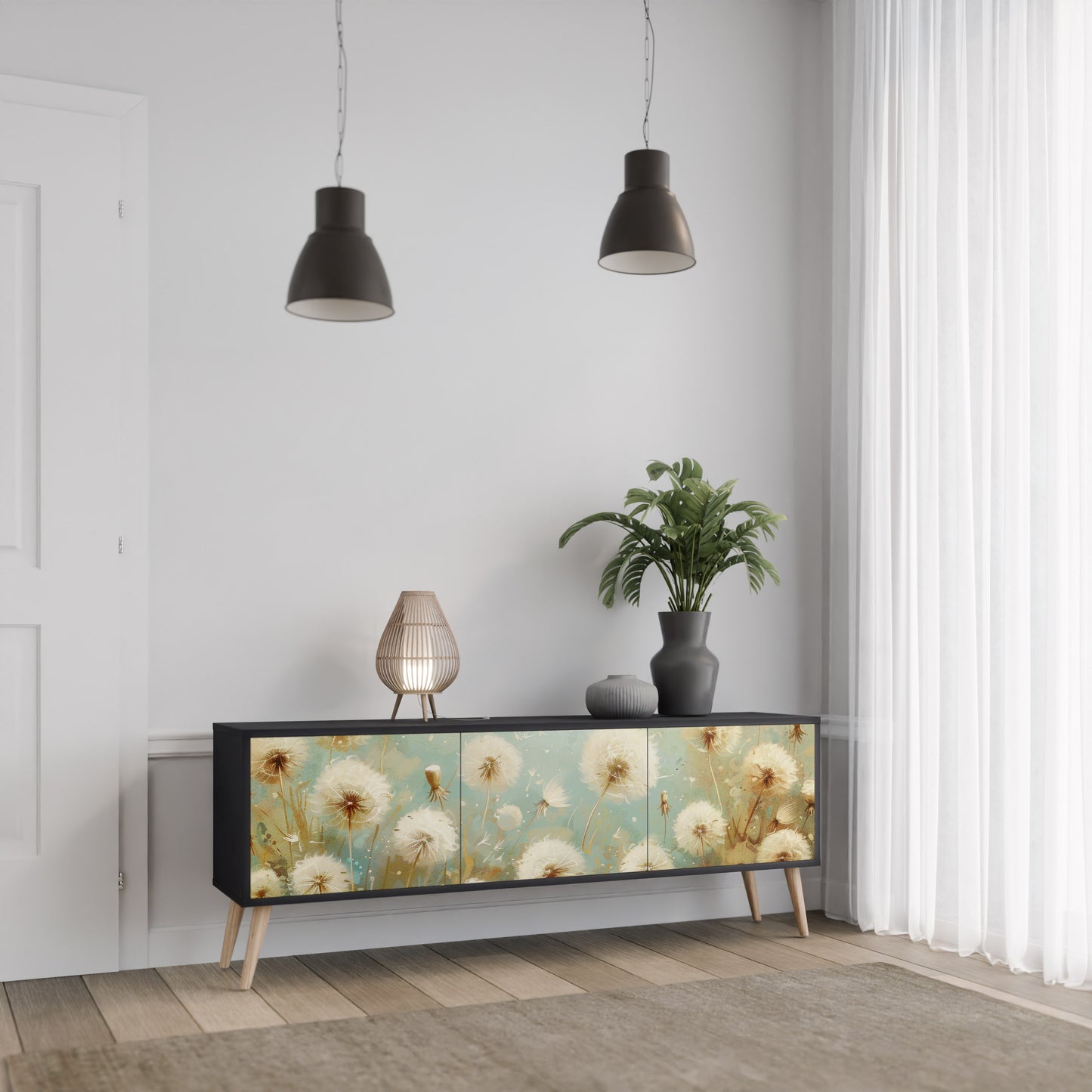 DREAMY MEADOW 3-dörrars TV-bänk i svart finish