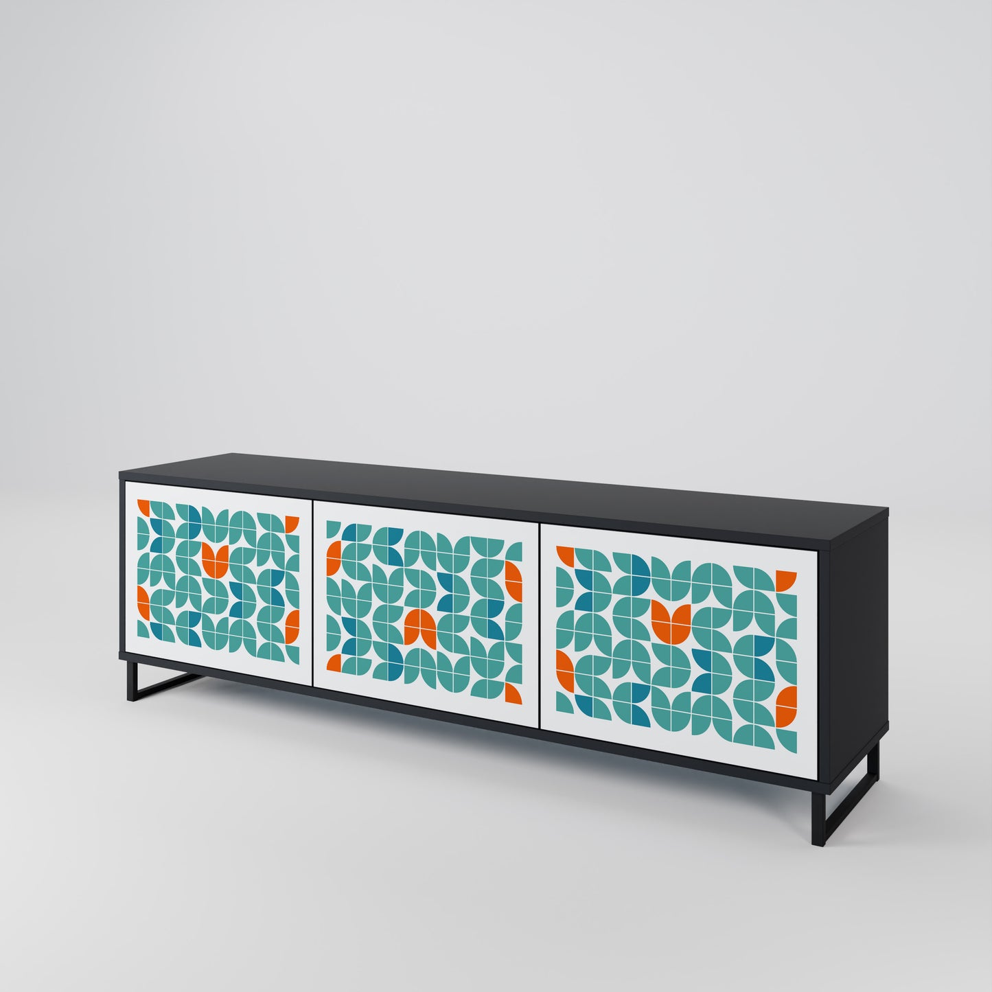 BE THE CHANGE 3-Door TV Stand in Black Finish