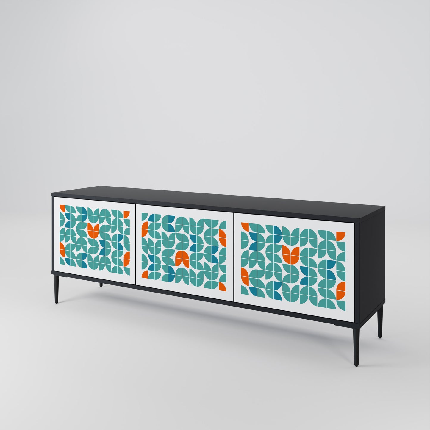 BE THE CHANGE 3-Door TV Stand in Black Finish