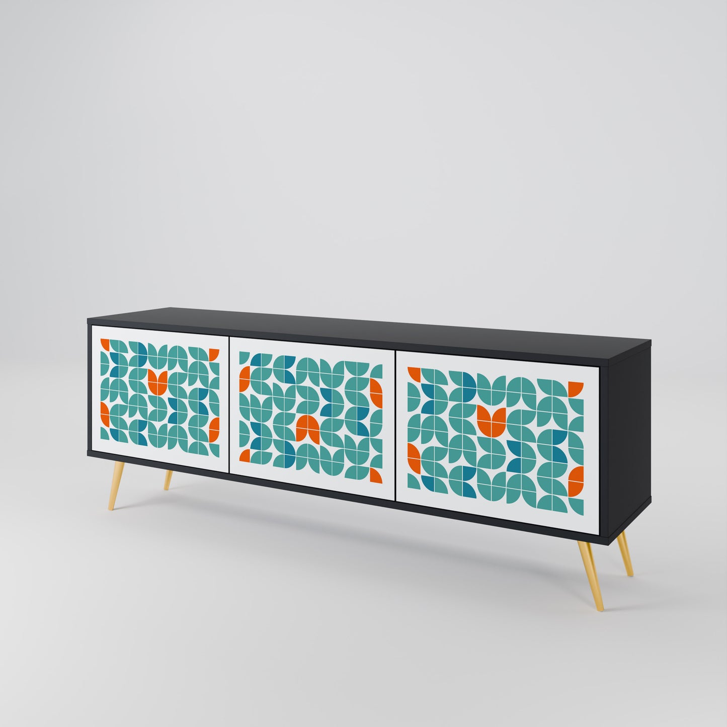 BE THE CHANGE 3-Door TV Stand in Black Finish