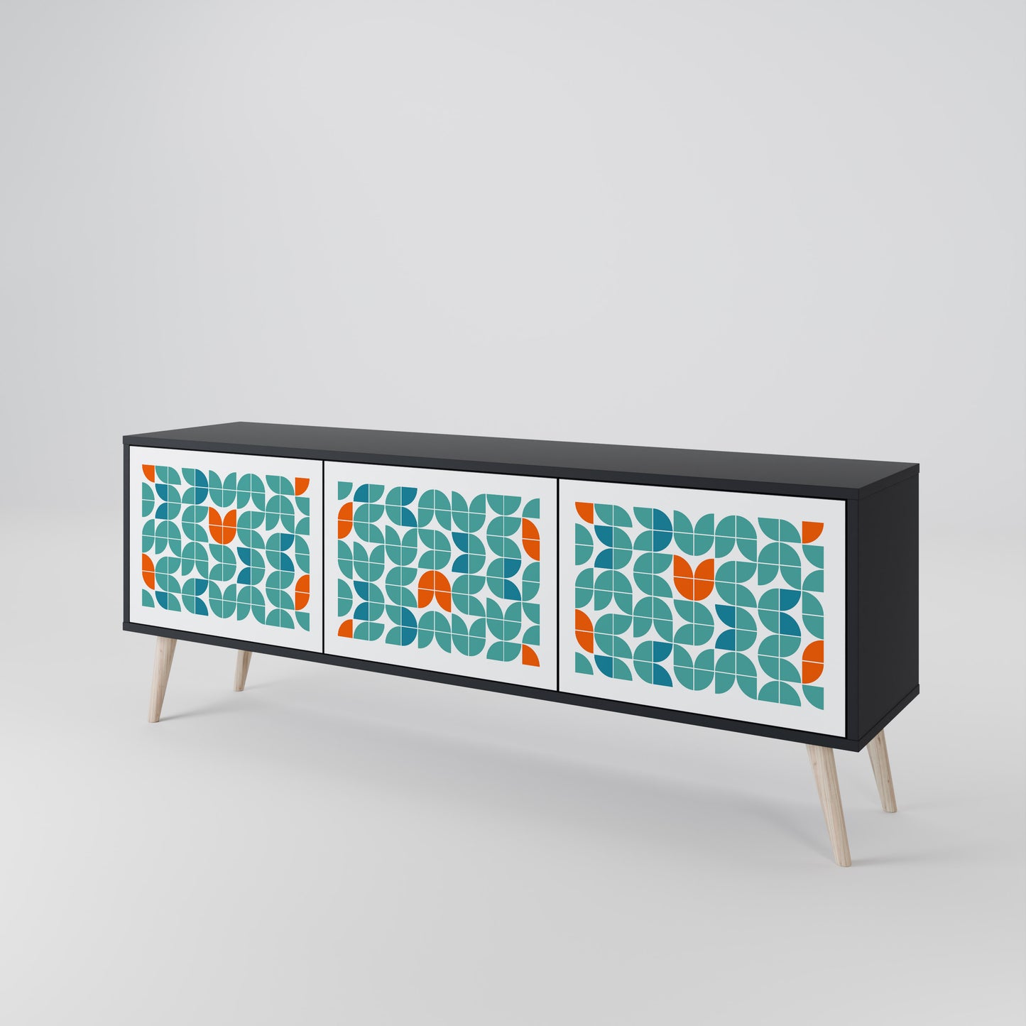 BE THE CHANGE 3-Door TV Stand in Black Finish