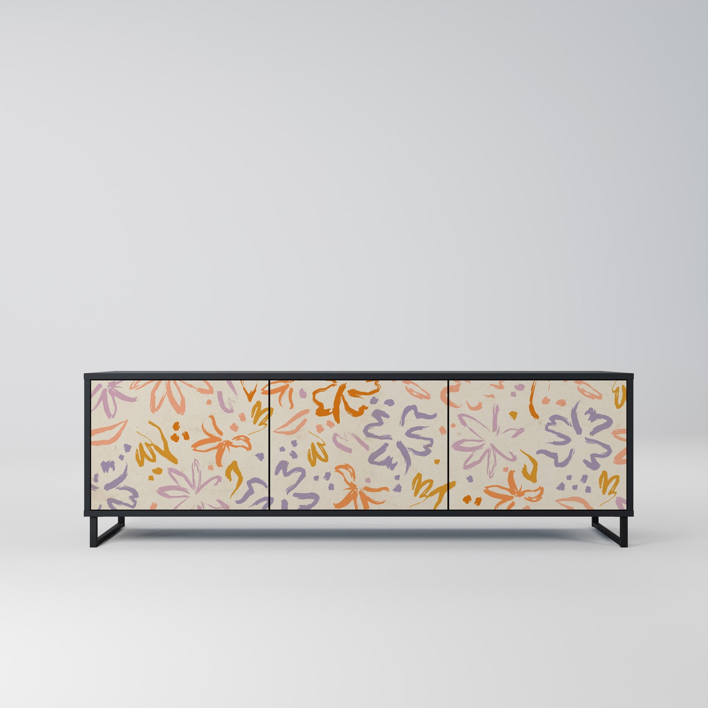 SPRING WHIMSY 3-dörrars TV-bänk i svart finish