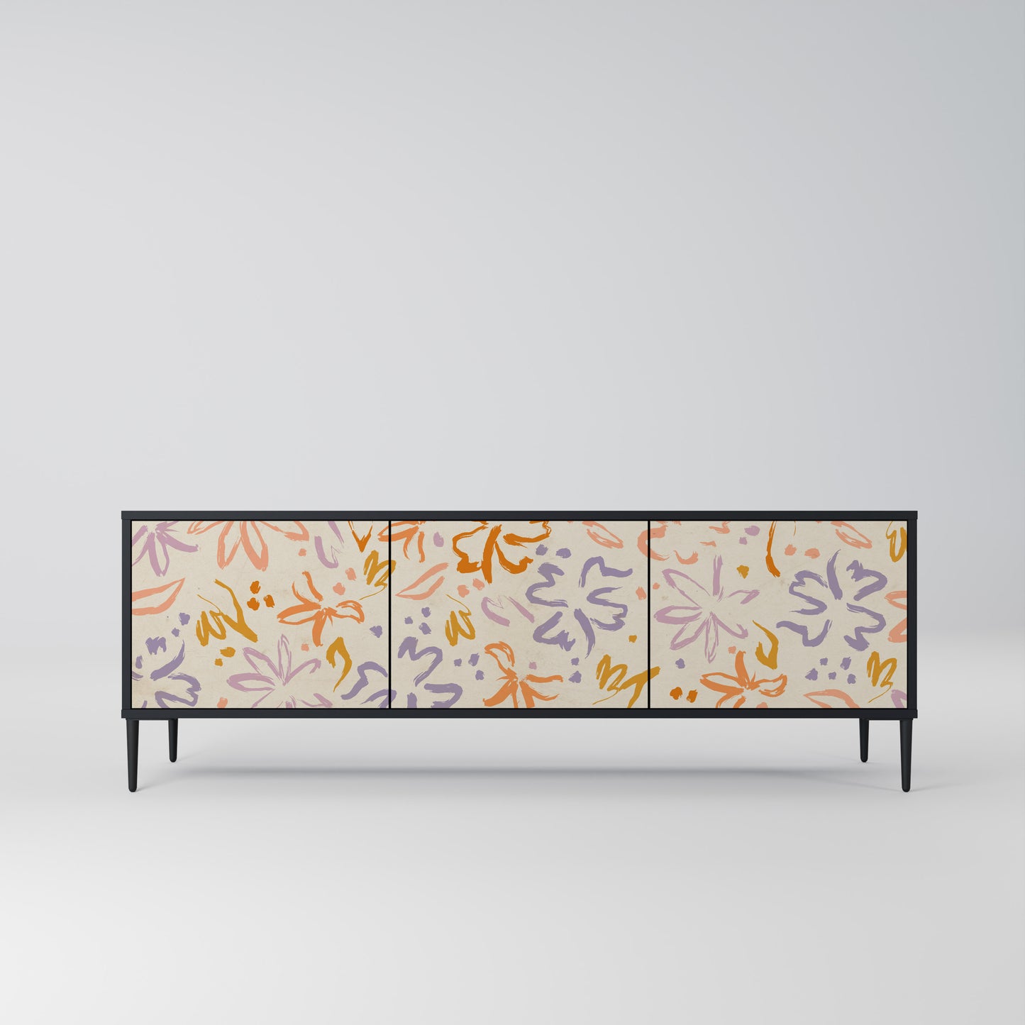 SPRING WHIMSY 3-dörrars TV-bänk i svart finish