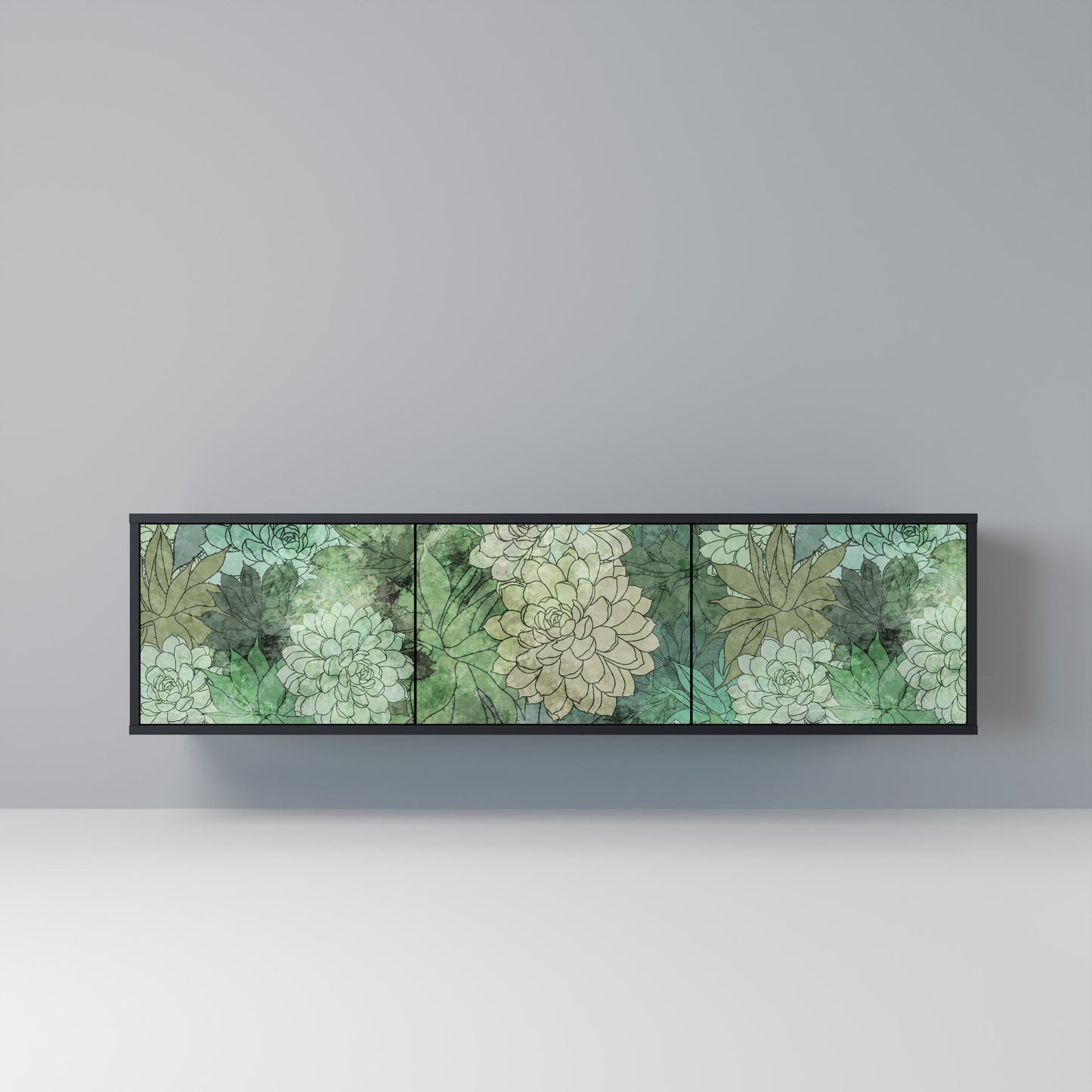 SUCCULENT CLUSTER 3-dörrars TV-bänk i svart finish