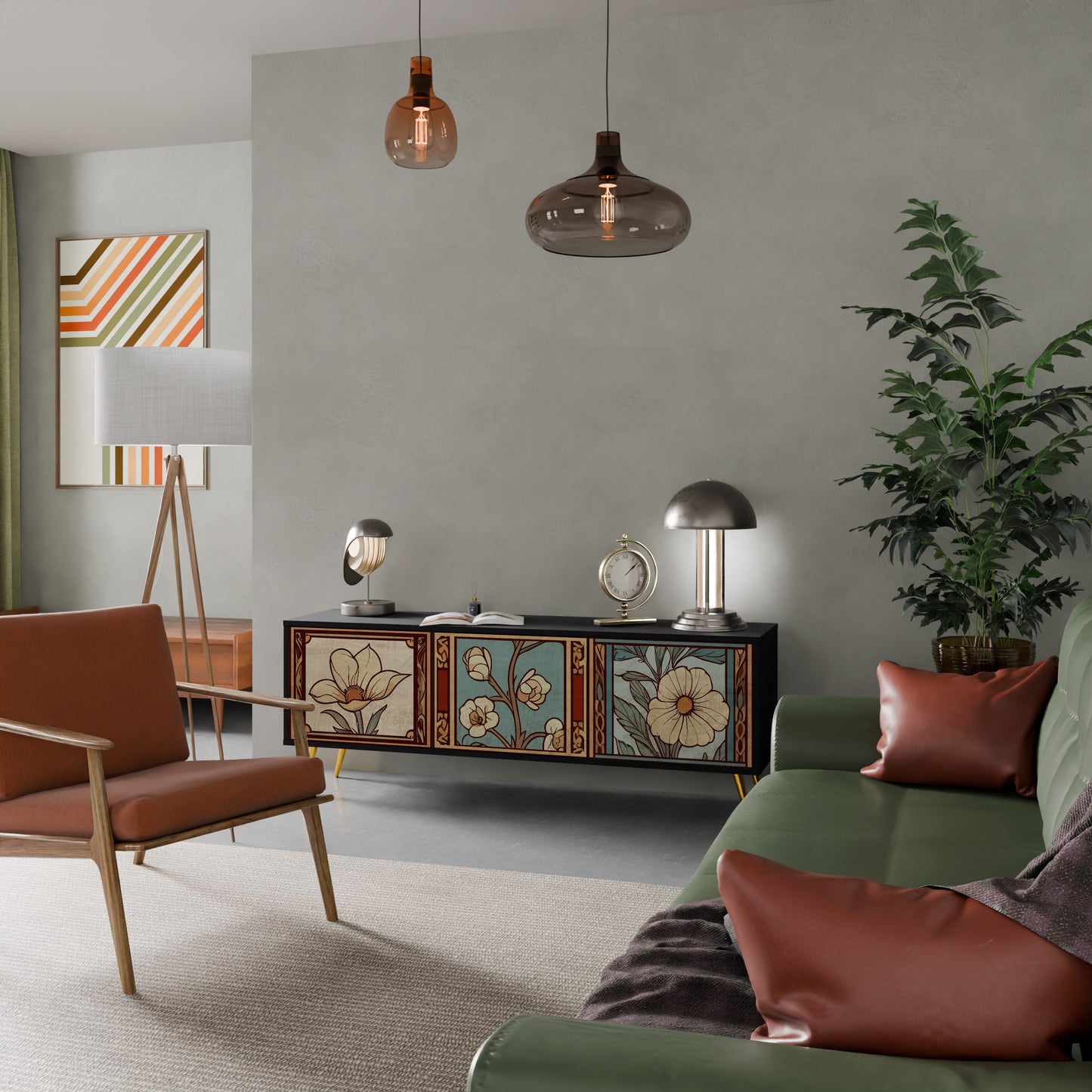 TIDLÖS FLORA 3-dörrars TV-bänk i svart finish