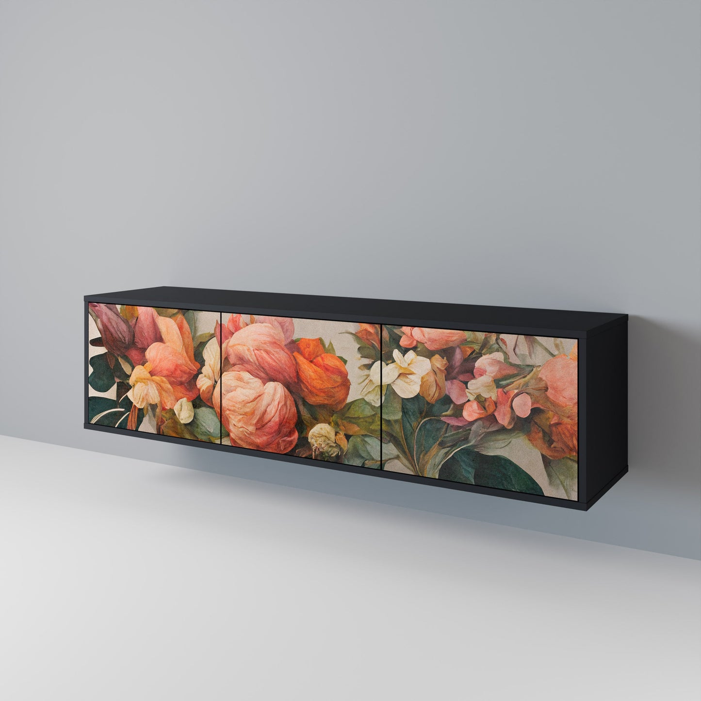 STYLISH BEAUTY 3-dörrars TV-bänk i svart finish
