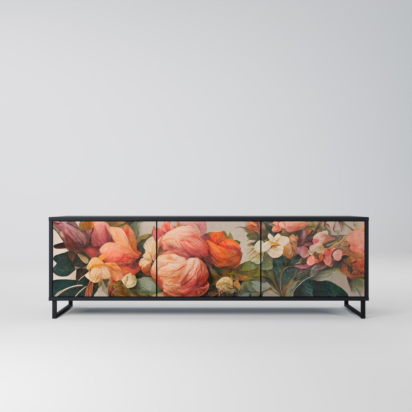 STYLISH BEAUTY 3-dörrars TV-bänk i svart finish