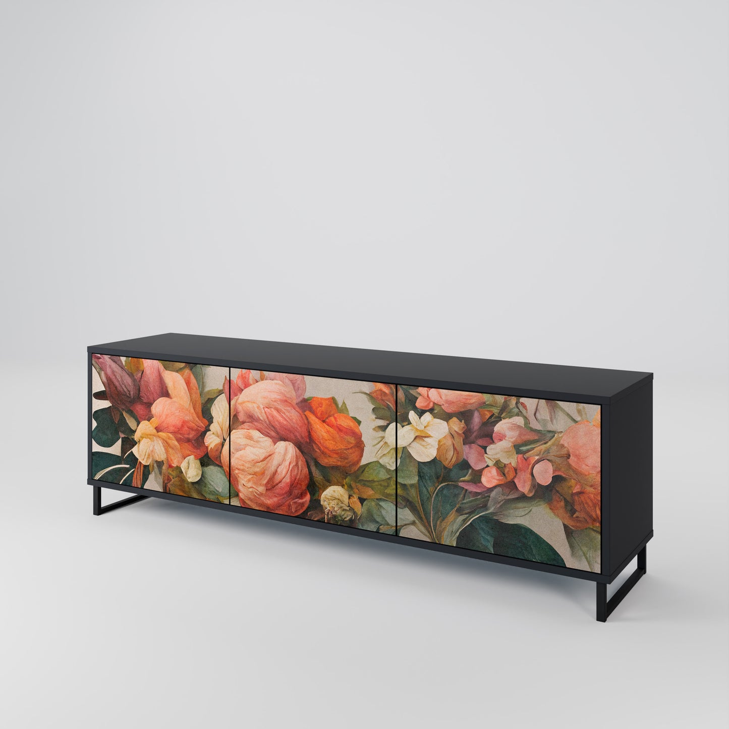 STYLISH BEAUTY 3-dörrars TV-bänk i svart finish