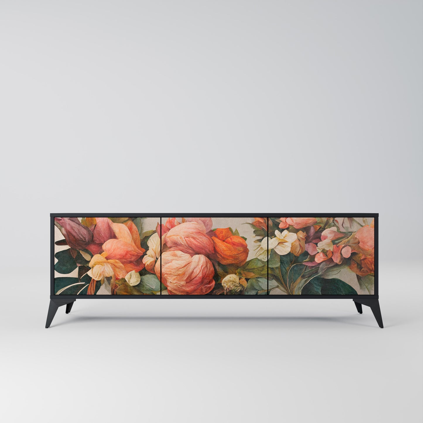 STYLISH BEAUTY 3-dörrars TV-bänk i svart finish