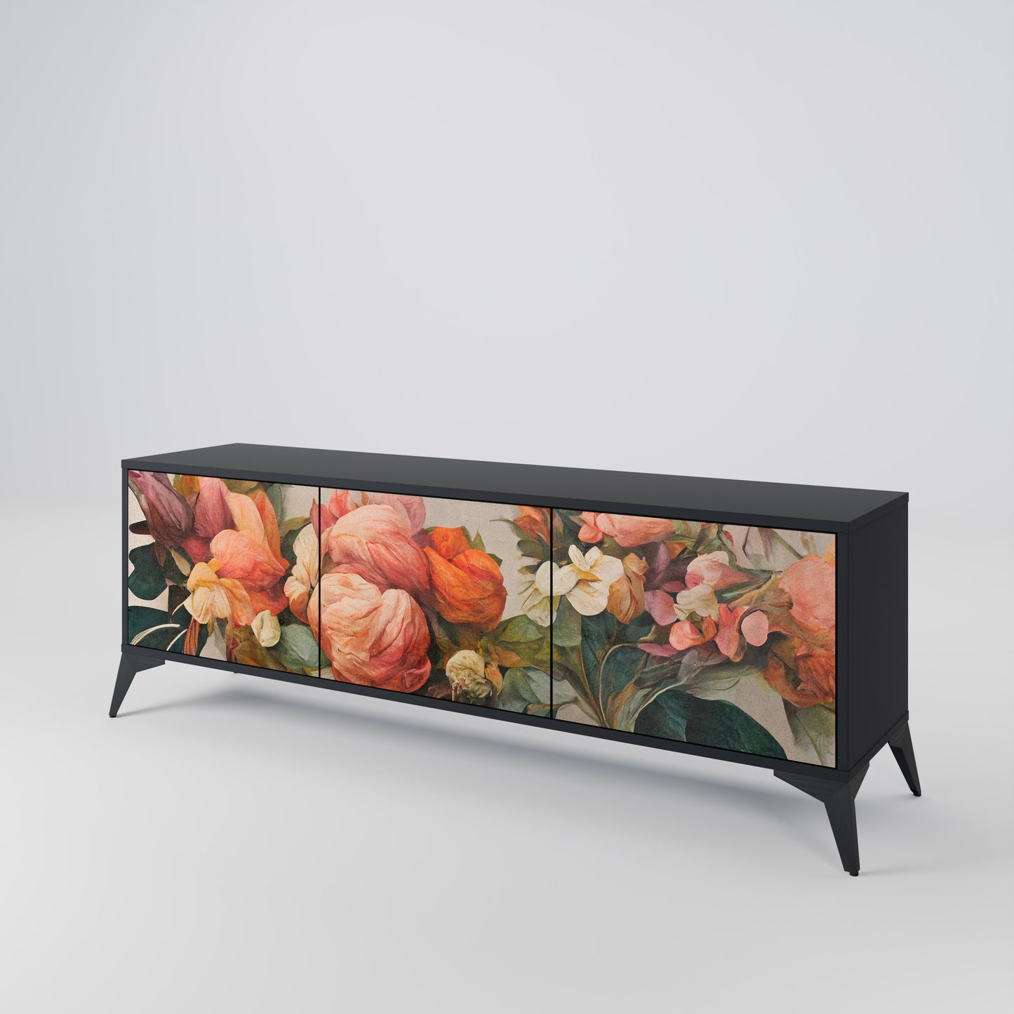 STYLISH BEAUTY 3-dörrars TV-bänk i svart finish