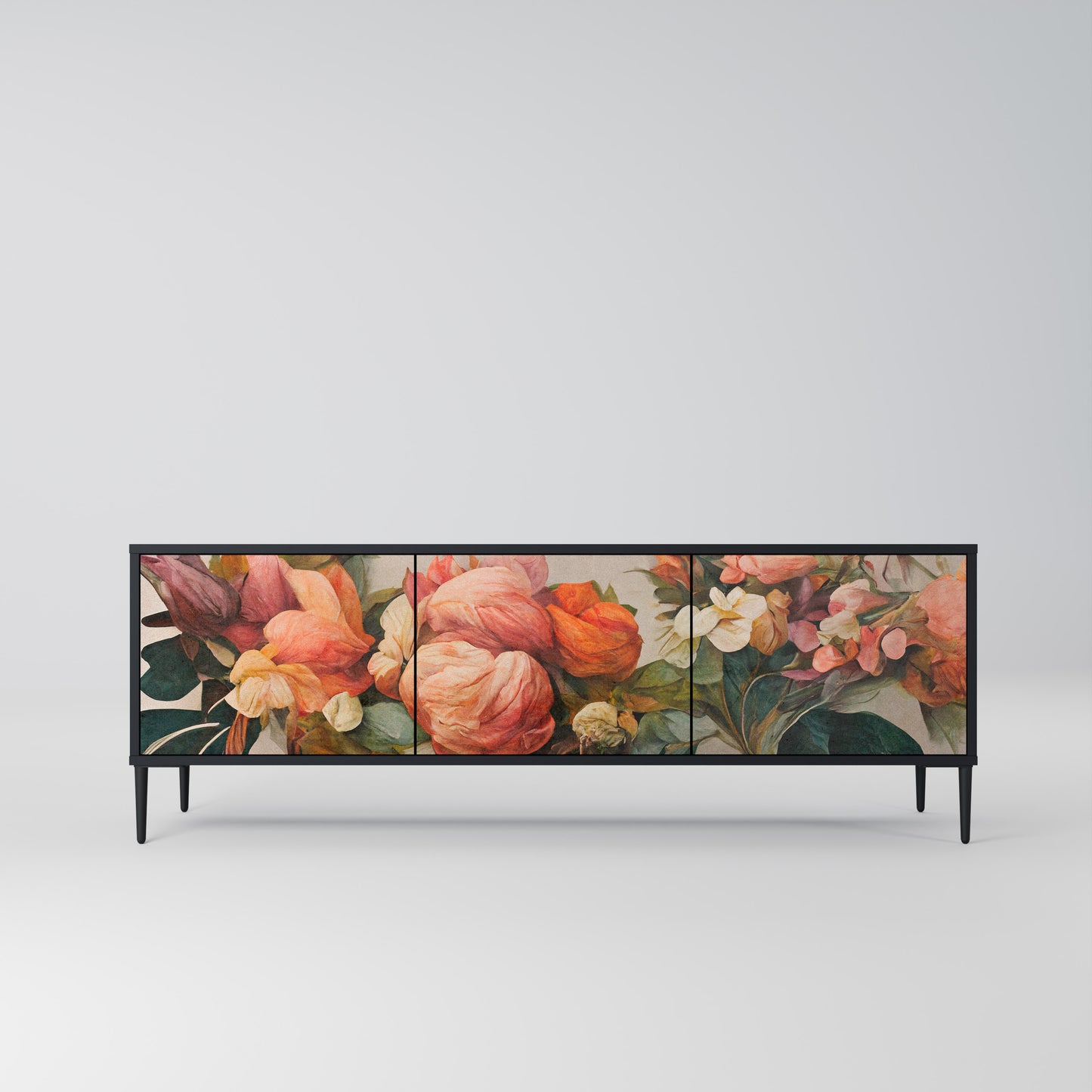 STYLISH BEAUTY 3-dörrars TV-bänk i svart finish