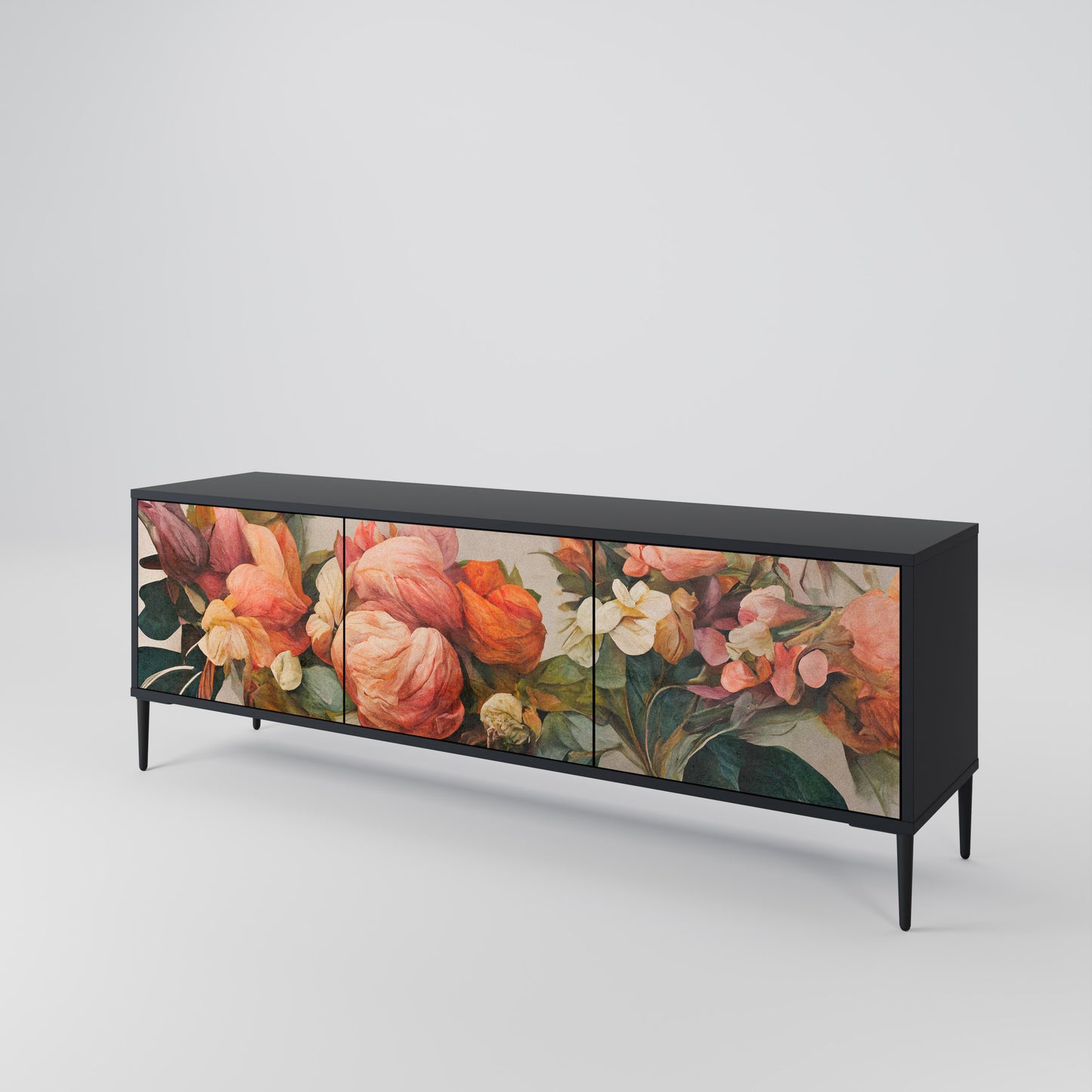 STYLISH BEAUTY 3-dörrars TV-bänk i svart finish