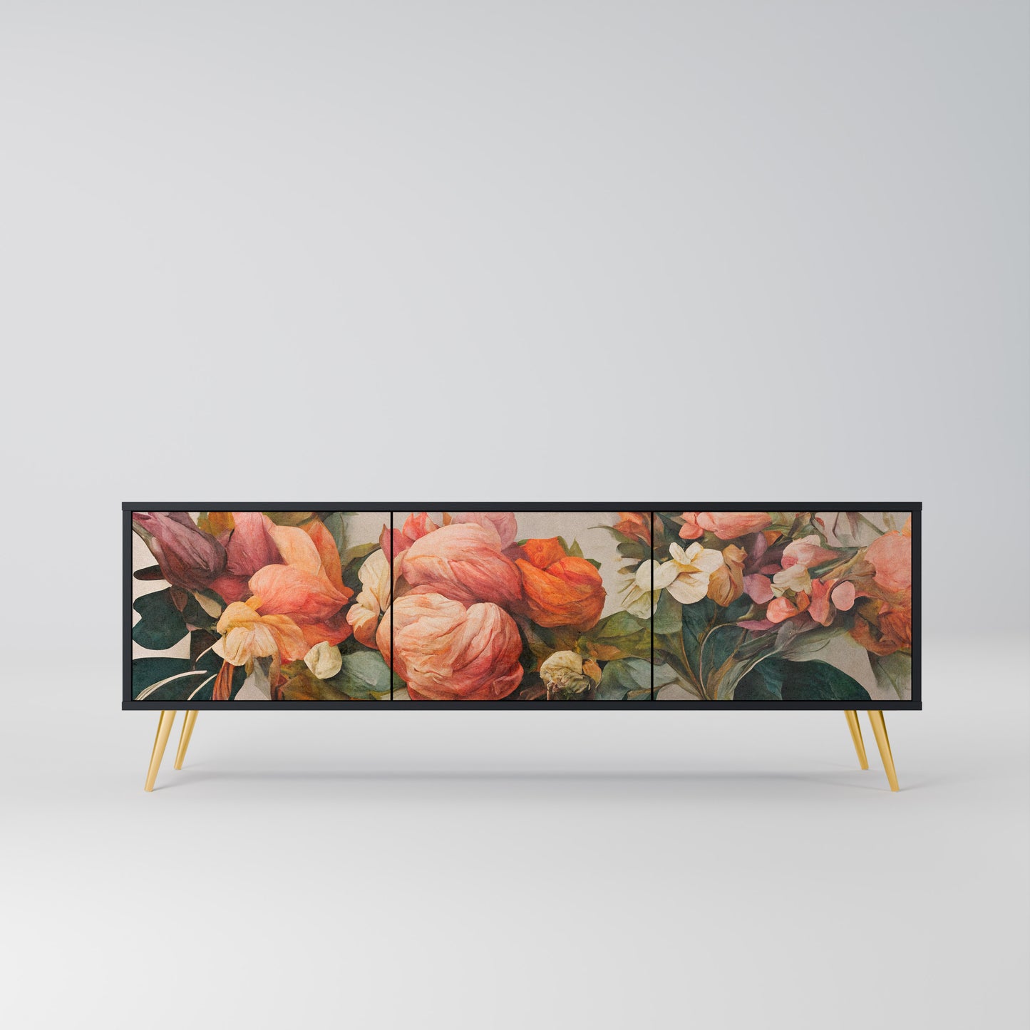STYLISH BEAUTY 3-dörrars TV-bänk i svart finish