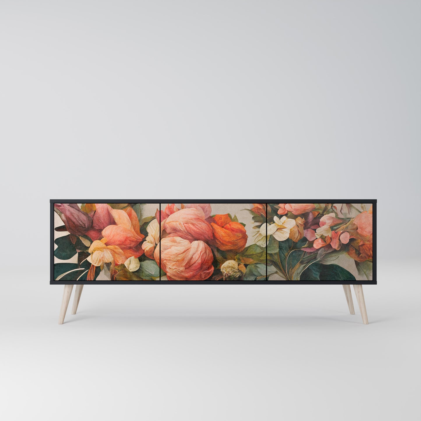 STYLISH BEAUTY 3-dörrars TV-bänk i svart finish