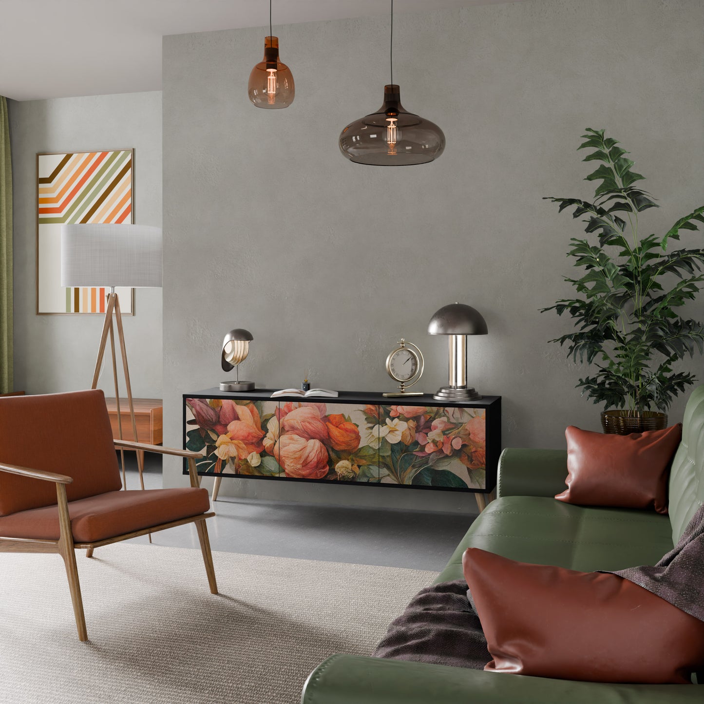 STYLISH BEAUTY 3-dörrars TV-bänk i svart finish